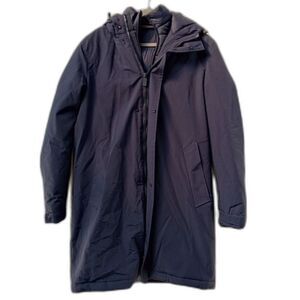 Zara Dark Navy Hooded Puffer Parka Men Small